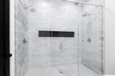 Tiled Shower with Geometric Patterns